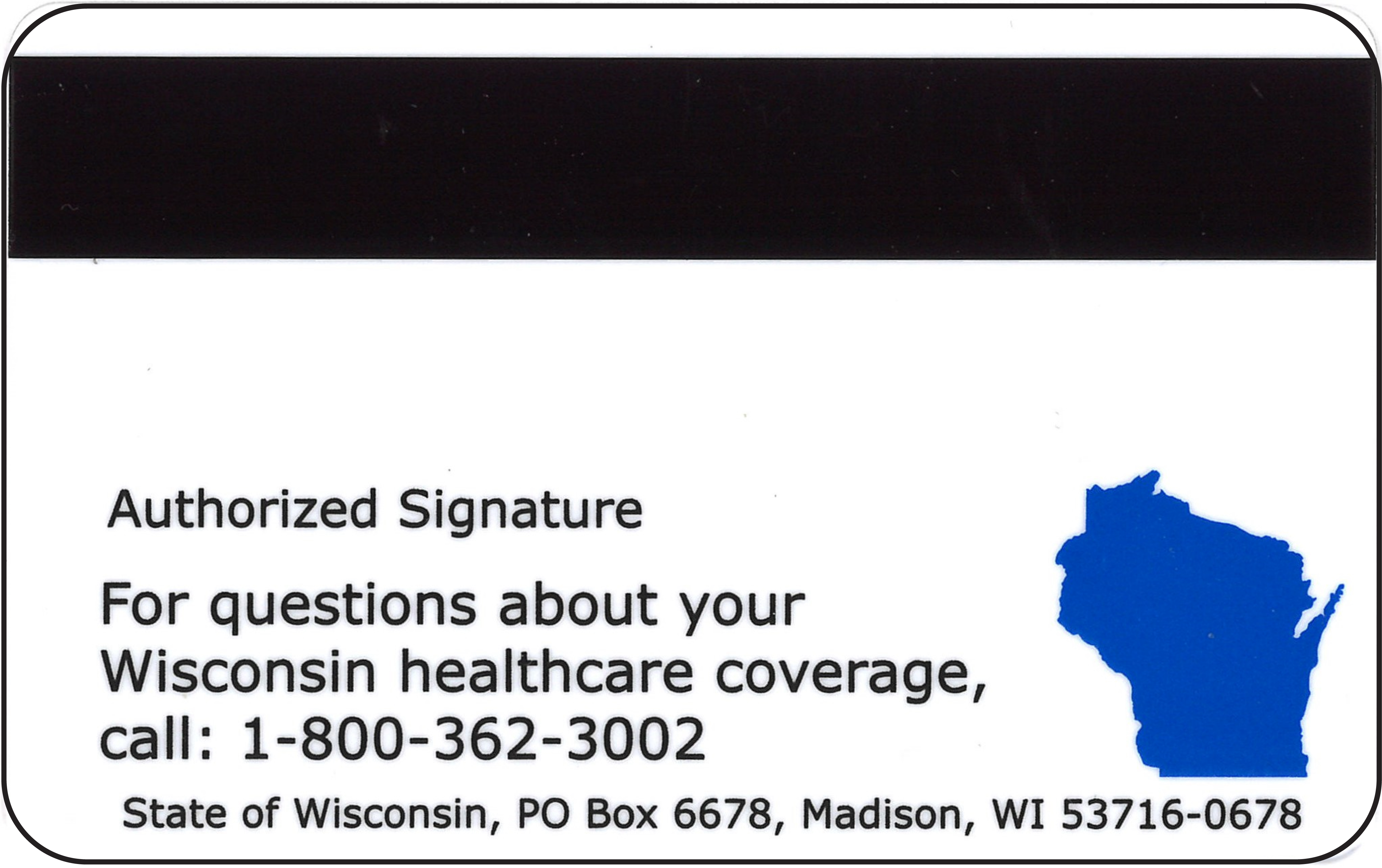 Sample of Wisconsin Forward Health Card Back